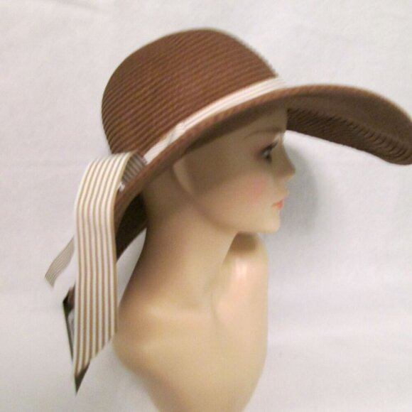 MARCUS ADLER Ribbon Tie Sun Hat-Brown-One Size-NWT - Picture 2 of 10